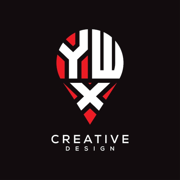 Diseño del logotipo de la forma de la ubicación de la letra YWX