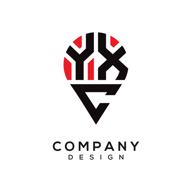 Diseño del logotipo de la forma de la ubicación de la letra YXC