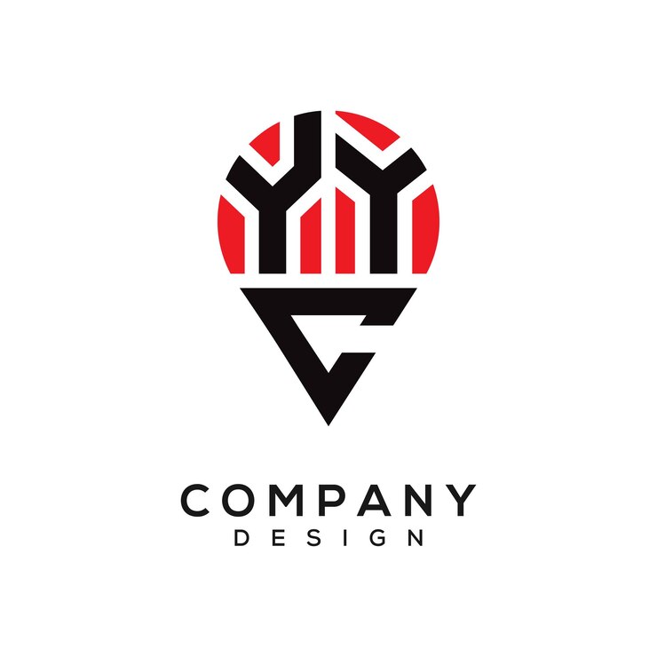 Vector diseño del logotipo de la forma de la ubicación de la letra yyc