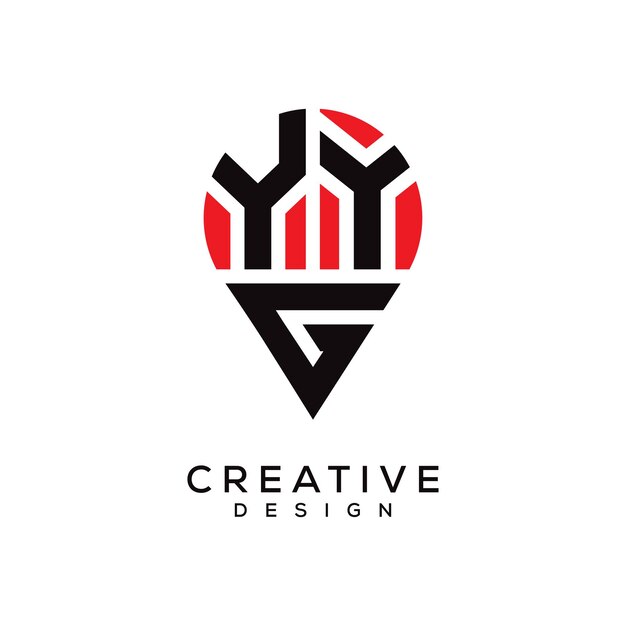 Diseño del logotipo de la forma de la ubicación de la letra YYG