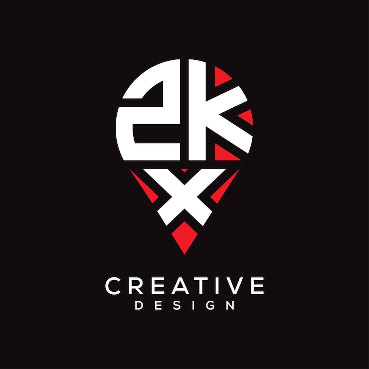 Vector diseño del logotipo de la forma de la ubicación de la letra zkx
