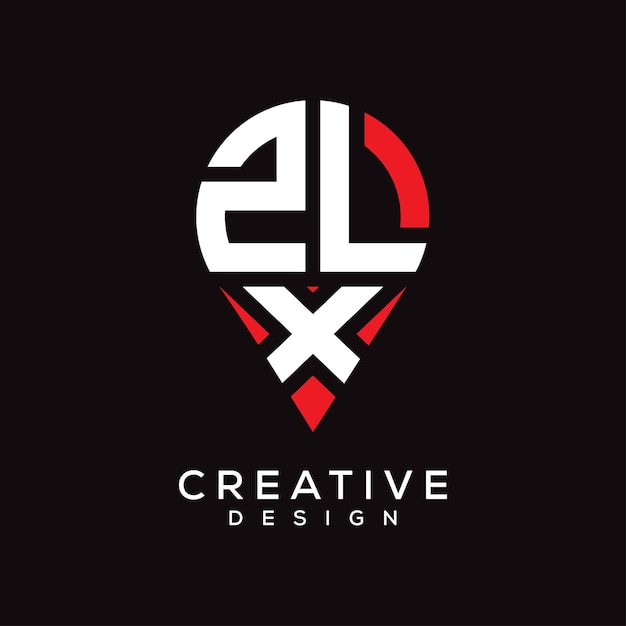 Diseño del logotipo de la forma de la ubicación de la letra ZLX