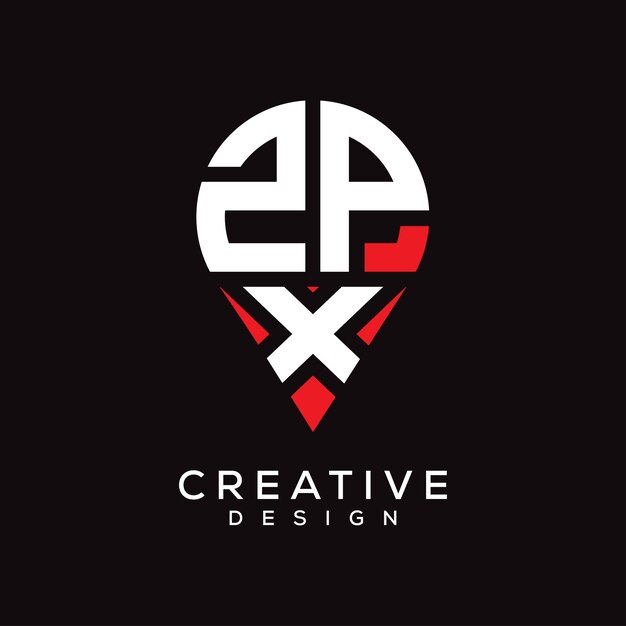 Diseño del logotipo de la forma de la ubicación de la letra ZPX