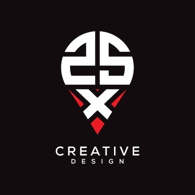 Diseño del logotipo de la forma de la ubicación de la letra ZSX