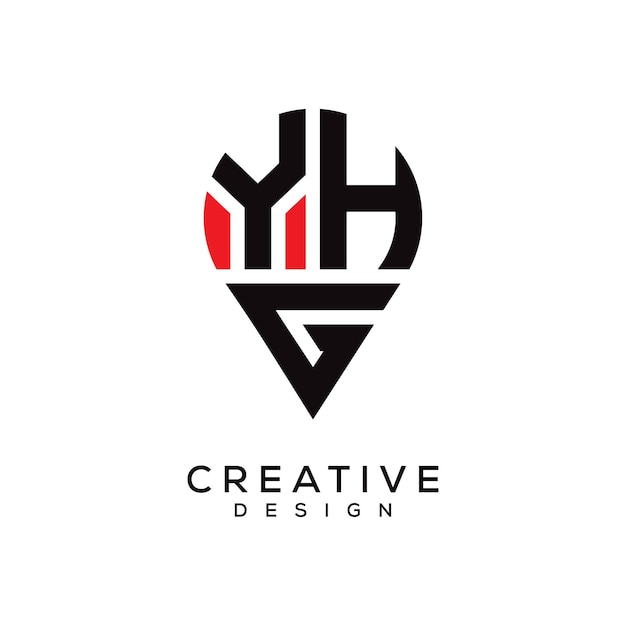 Diseño del logotipo de la forma de la ubicación de las letras de YHG