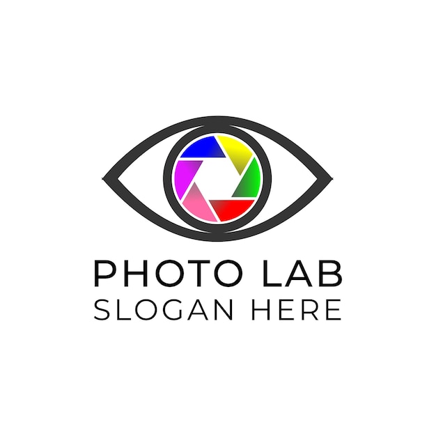 Diseño de logotipo de fotografía cartel blanco que dice laboratorio de fotos en él
