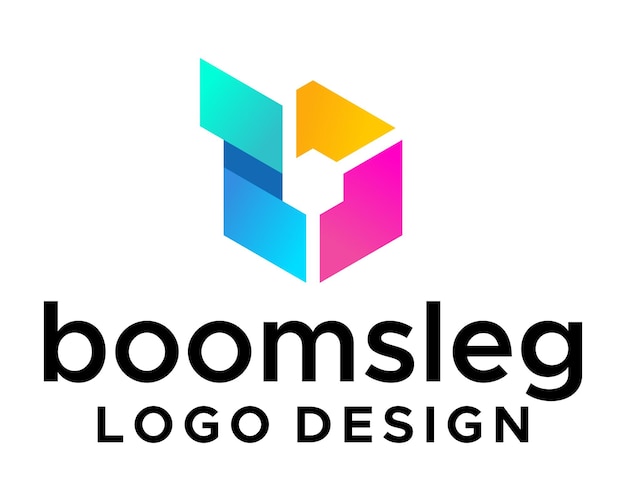 El diseño del logotipo de la fotografía colorida con la letra b monograma