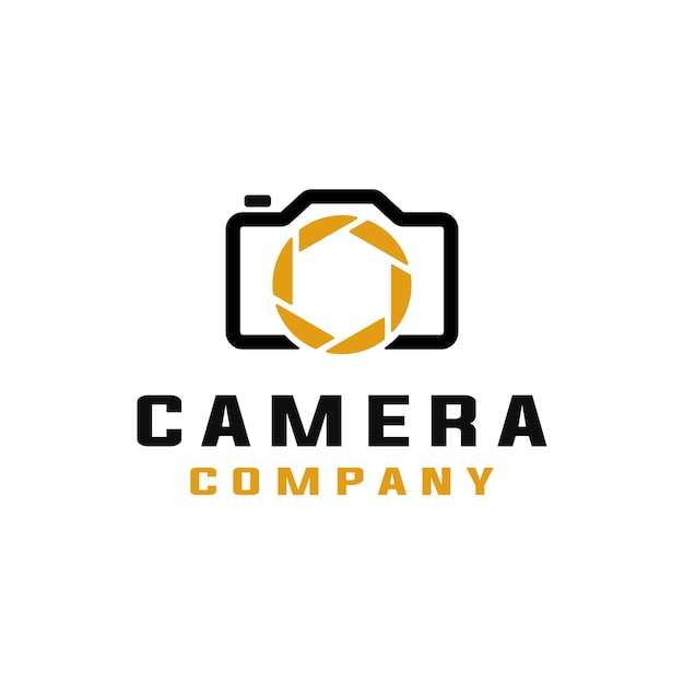 Diseño de logotipo de fotografía de lente de cámara