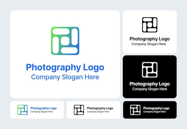 Diseño de logotipo de fotografía moderna con el eslogan de la compañía