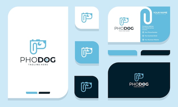 Diseño de logotipo de fotografía de perros y tarjeta de visita.