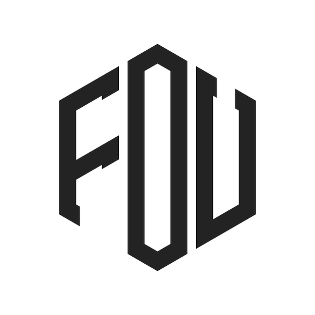 Diseño del logotipo FOU Letra inicial FOU Monograma Logotipo con forma de hexágono