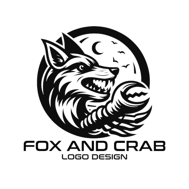 Diseño del logotipo de Fox y Crab Vector