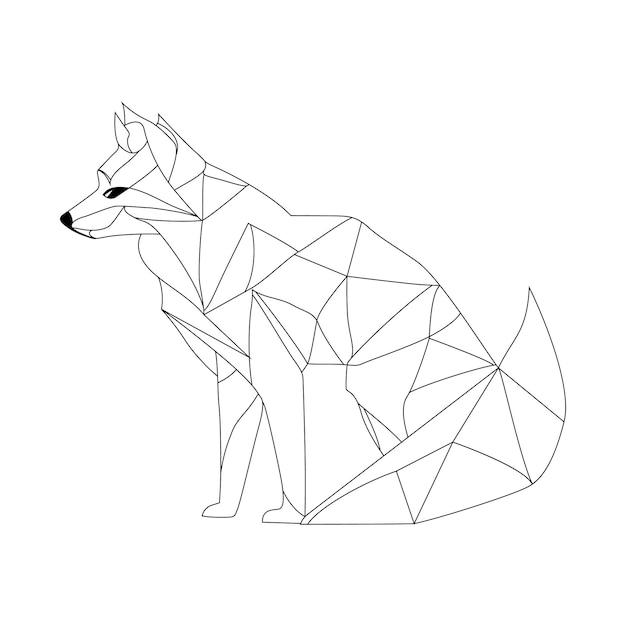 Vector diseño de logotipo fox zorro poligonal negro abstracto zorro tranquilo
