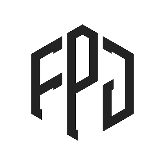 Diseño del logotipo de FPJ Letra inicial Monograma de FPJ Logotipo con forma de hexágono