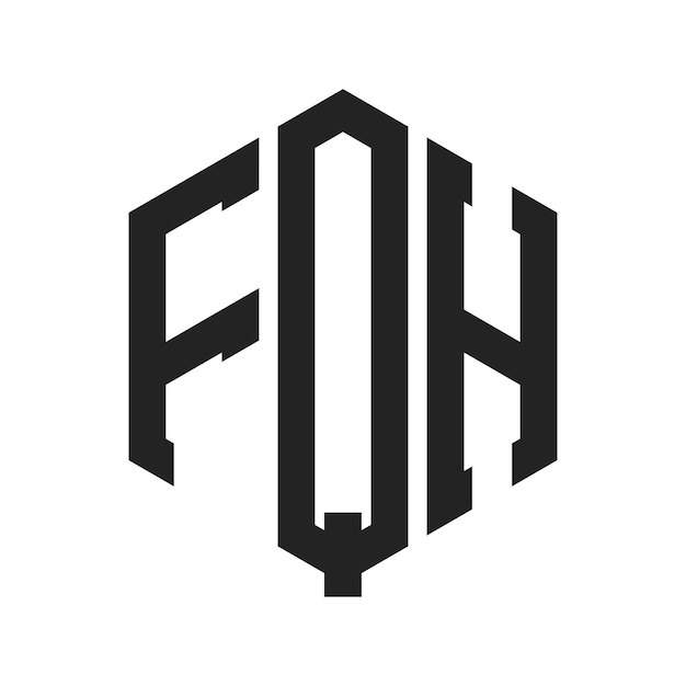 Diseño del logotipo de FQH Letra inicial FQH Monograma Logotipo con forma de hexágono