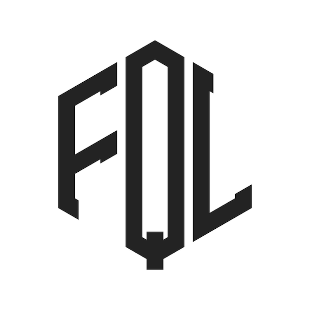 Diseño del logotipo FQL Letra inicial FQL Monograma Logotipo con forma de hexágono