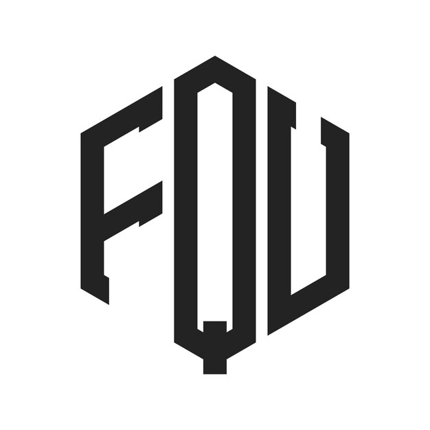 Diseño del logotipo FQU Letra inicial FQU Monograma Logotipo con forma de hexágono