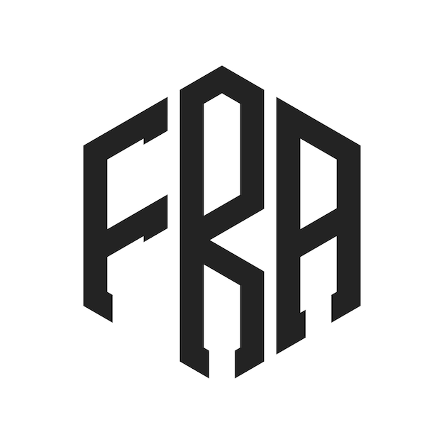 Diseño del logotipo FRA Letra inicial FRA Monograma Logotipo con forma de hexágono