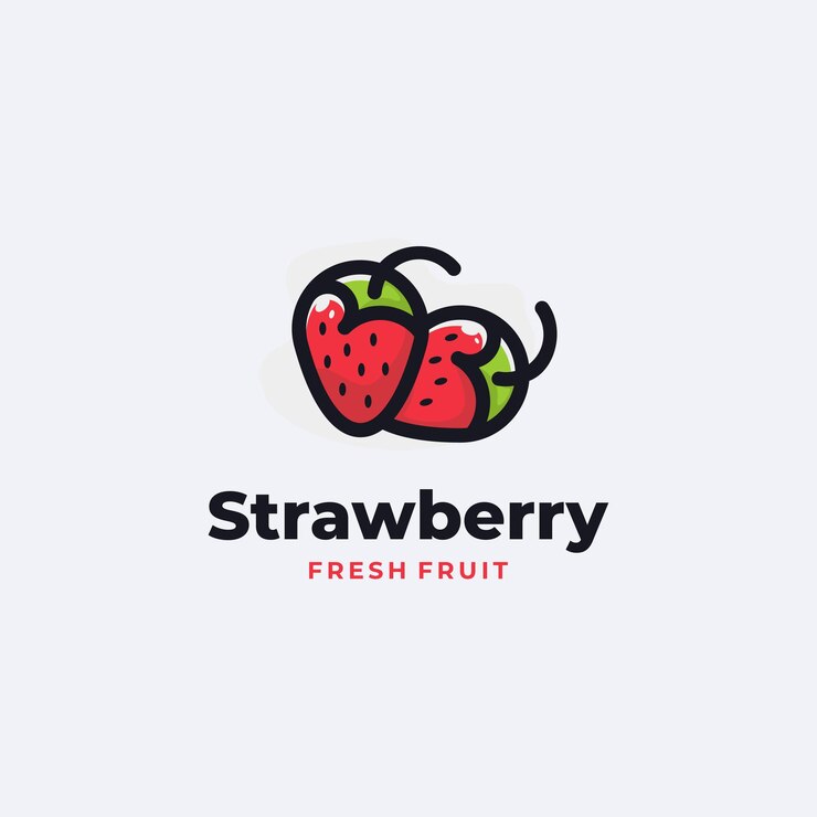 diseño de logotipo de fresa de fruta fresca