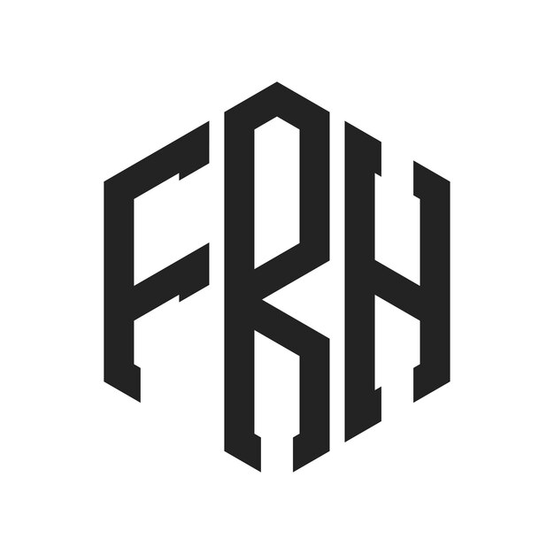 Diseño del logotipo de FRH Letra inicial FRH Monograma Logotipo con forma de hexágono