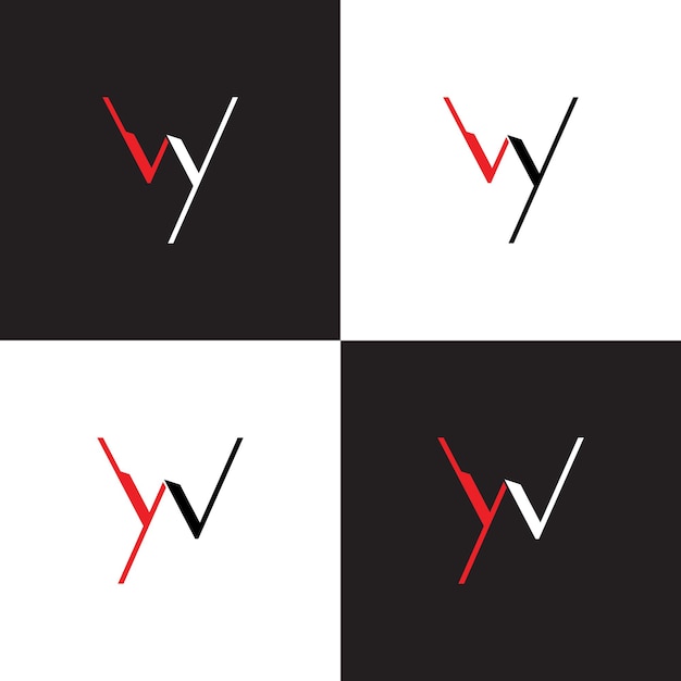 Diseño de logotipo frontal WY o YW, ilustración vectorial simple.