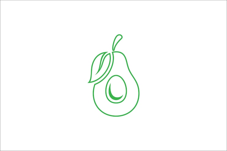 Diseño del logotipo de la fruta de aguacate en un estilo de línea