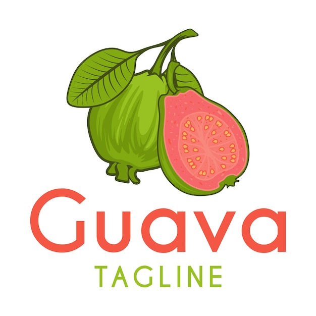 Vector diseño de logotipo de fruta de guayaba con icono de fruta de guayaba fresca perfecto para etiquetas de fruta iconos de bebida de jugo o