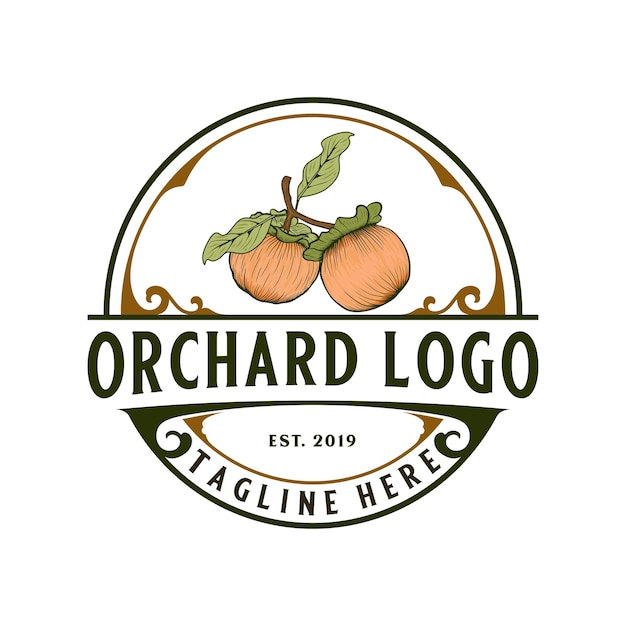 Diseño de logotipo de fruta de jardín retro vintage. vector