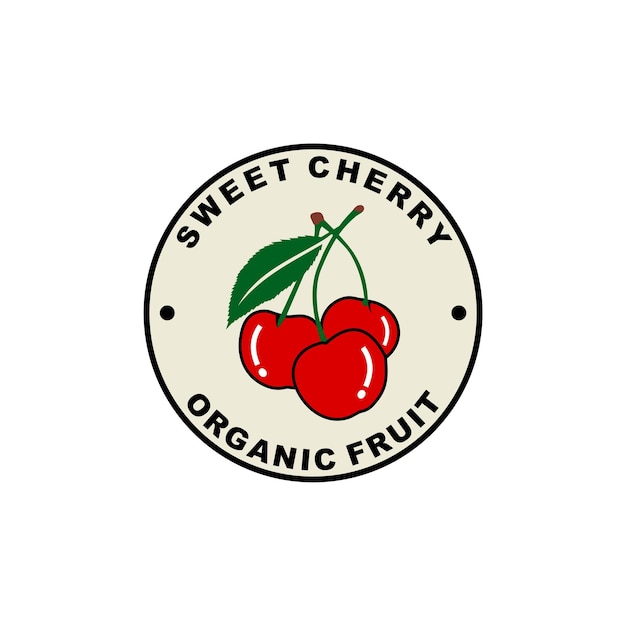 Diseño de logotipo de fruta orgánica de cereza