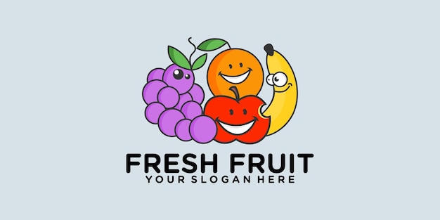 Diseño de logotipo de frutas frescas orgánicas. diseño de logotipo y tarjeta de presentación