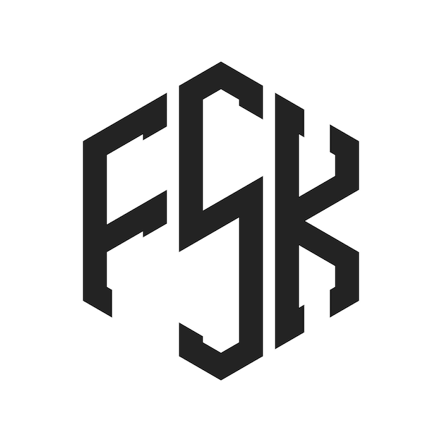 Diseño del logotipo de FSK Letra inicial Monograma de FSK Logotipo con forma de hexágono