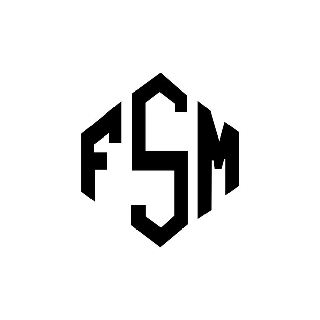 Diseño del logotipo de FSM con letras en forma de polígono FSM diseño del logotipo en forma de póligono y cubo FSM hexágono modelo de logotipo vectorial colores blanco y negro FSM monograma de negocios y logotipo inmobiliario