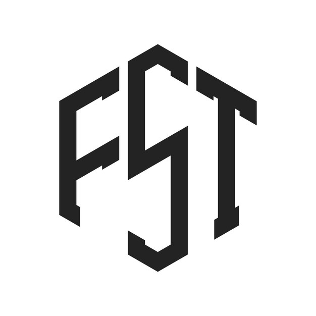 Diseño del logotipo FST Letra inicial FST Monograma Logotipo con forma de hexágono