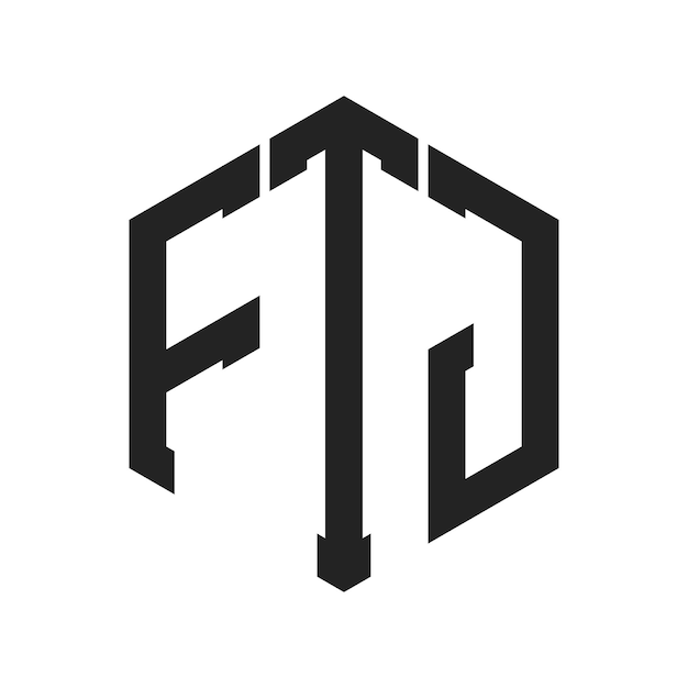 Diseño del logotipo de FTJ Letra inicial Monograma de FTJ Logotipo con forma de hexágono