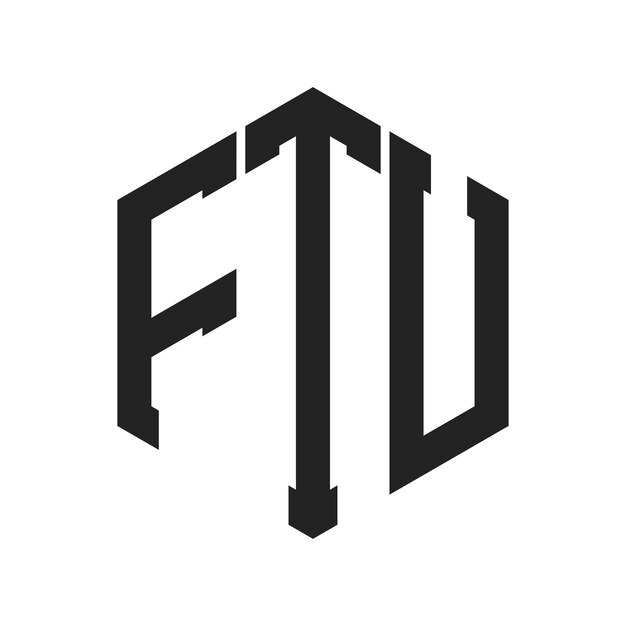 Diseño del logotipo FTU Letra inicial FTU Monograma Logotipo con forma de hexágono