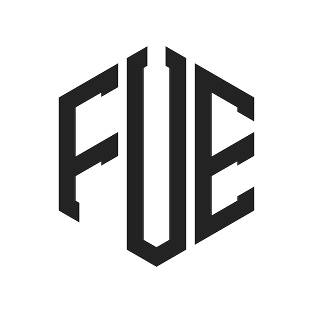 Diseño del logotipo FUE Letra inicial FUE Monograma Logotipo con forma de hexágono