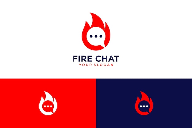 diseño de logotipo de fuego con chat y mensaje