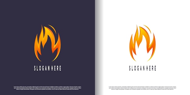 Diseño de logotipo de fuego con concepto abstracto creativo Premium Vector
