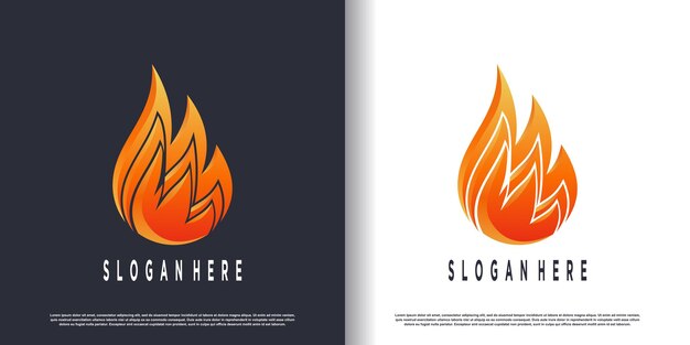 Diseño de logotipo de fuego con concepto abstracto creativo Vector Premium
