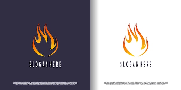 Diseño de logotipo de fuego con concepto abstracto creativo Vector Premium