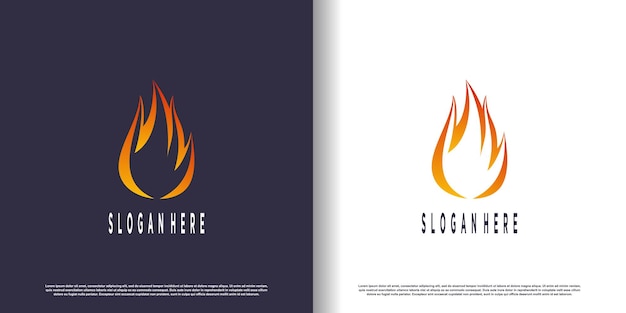 Diseño de logotipo de fuego con concepto abstracto creativo Vector Premium