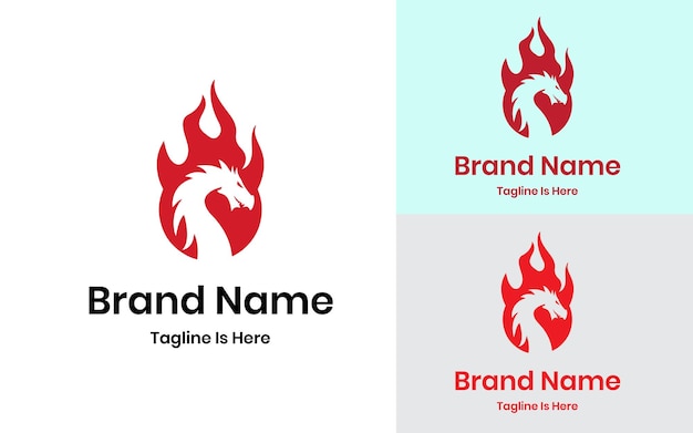 Diseño de logotipo de fuego de dragón.