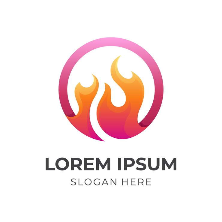 Vector diseño de logotipo de fuego con estilo de color rojo y naranja 3d