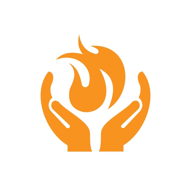 Diseño de logotipo de fuego de mano Logotipo de fuego con vector de concepto de mano Diseño de logotipo de mano y fuego