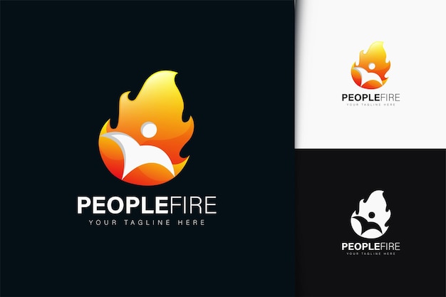 Diseño de logotipo de fuego de personas con degradado