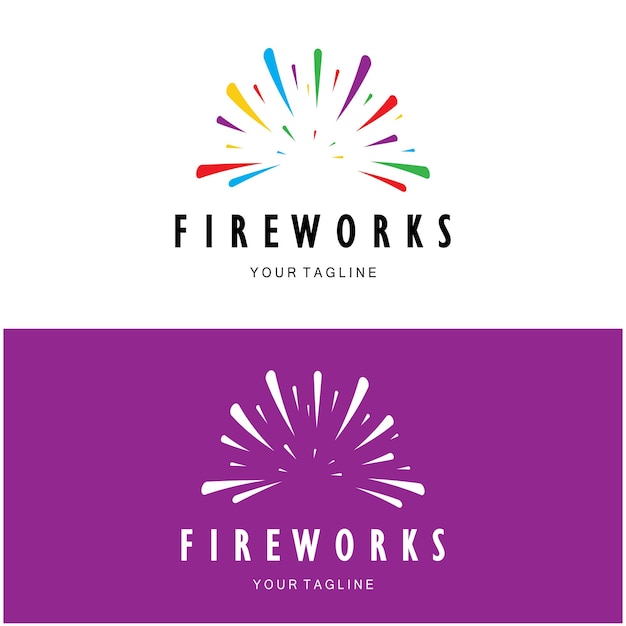 Diseño de logotipo de fuegos artificiales con chispas coloridas creativas en un estilo moderno