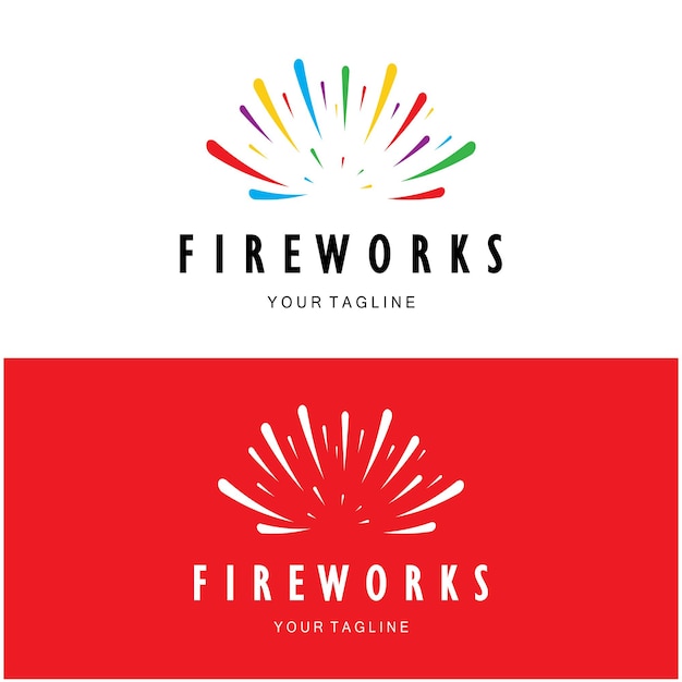 Diseño de logotipo de fuegos artificiales con chispas coloridas creativas en un estilo moderno