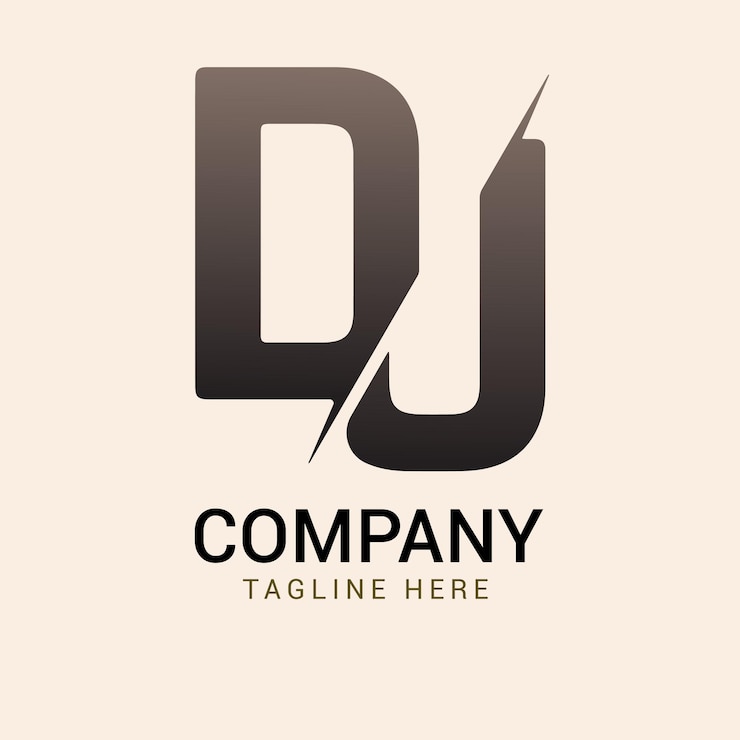 Vector diseño de logotipo de fuente dj mínimo con colores degradados.