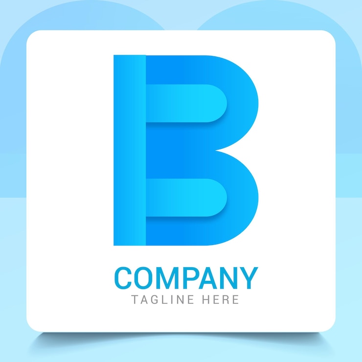 Diseño de logotipo de fuente Minimal B con colores degradados.