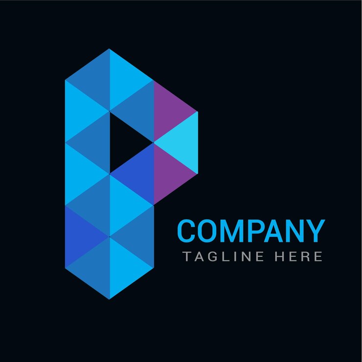 Vector diseño de logotipo de fuente p de lujo con fondo negro.
